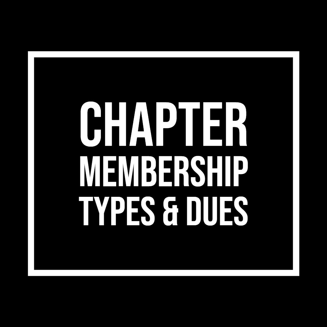 Text image with link to Membership page. Chapter Membership types & dues.